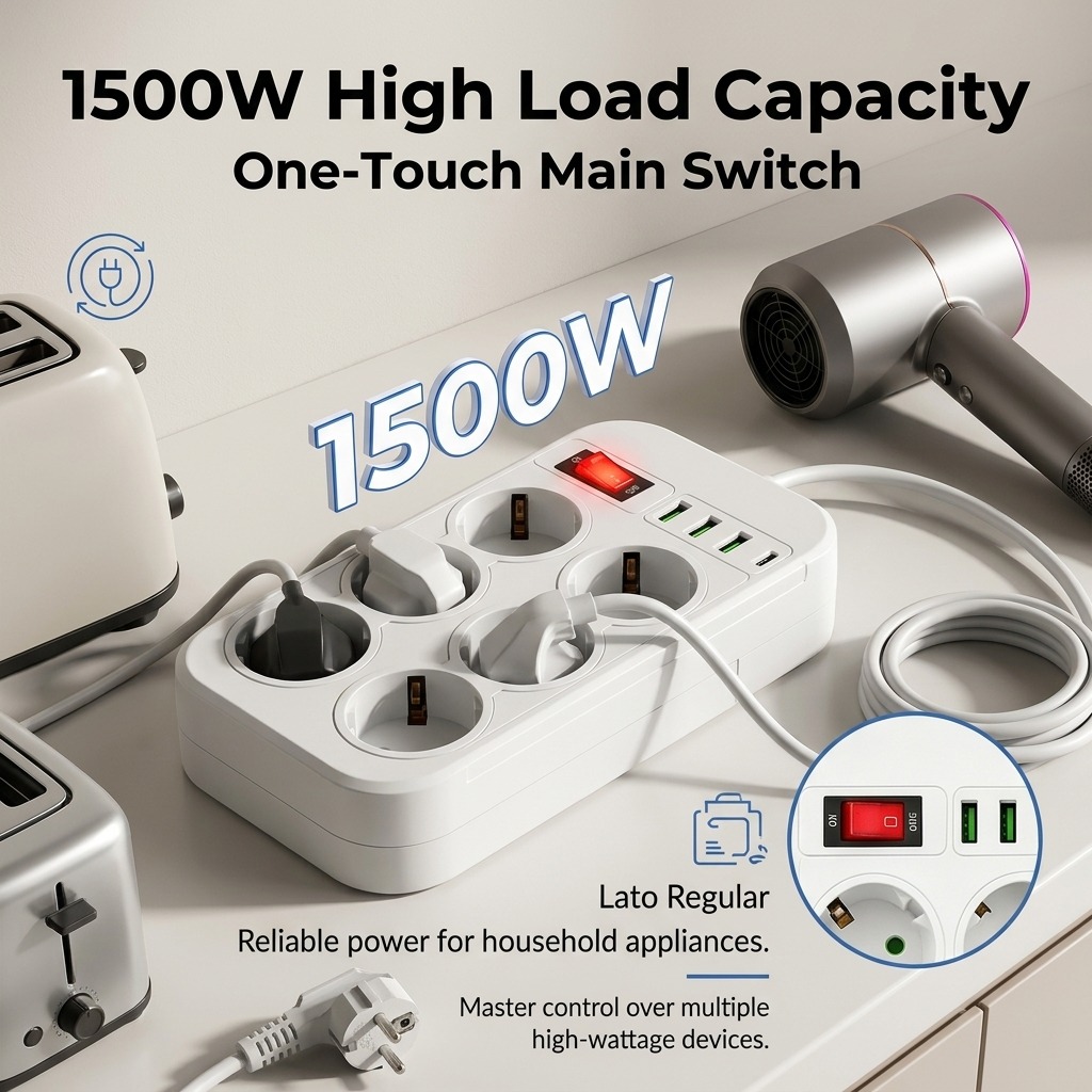 1500W EU-Steckdosenleiste mit  – Office Technician Bewertung und Preis